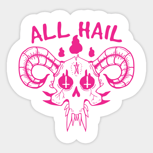 Satanic All Hail Skull Sticker by pa2rok